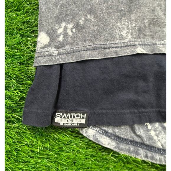 SWITCH Remarqable Distressed Bleach Wash Layered T-Shirt Gray Size M Streetwear - Picture 4 of 9